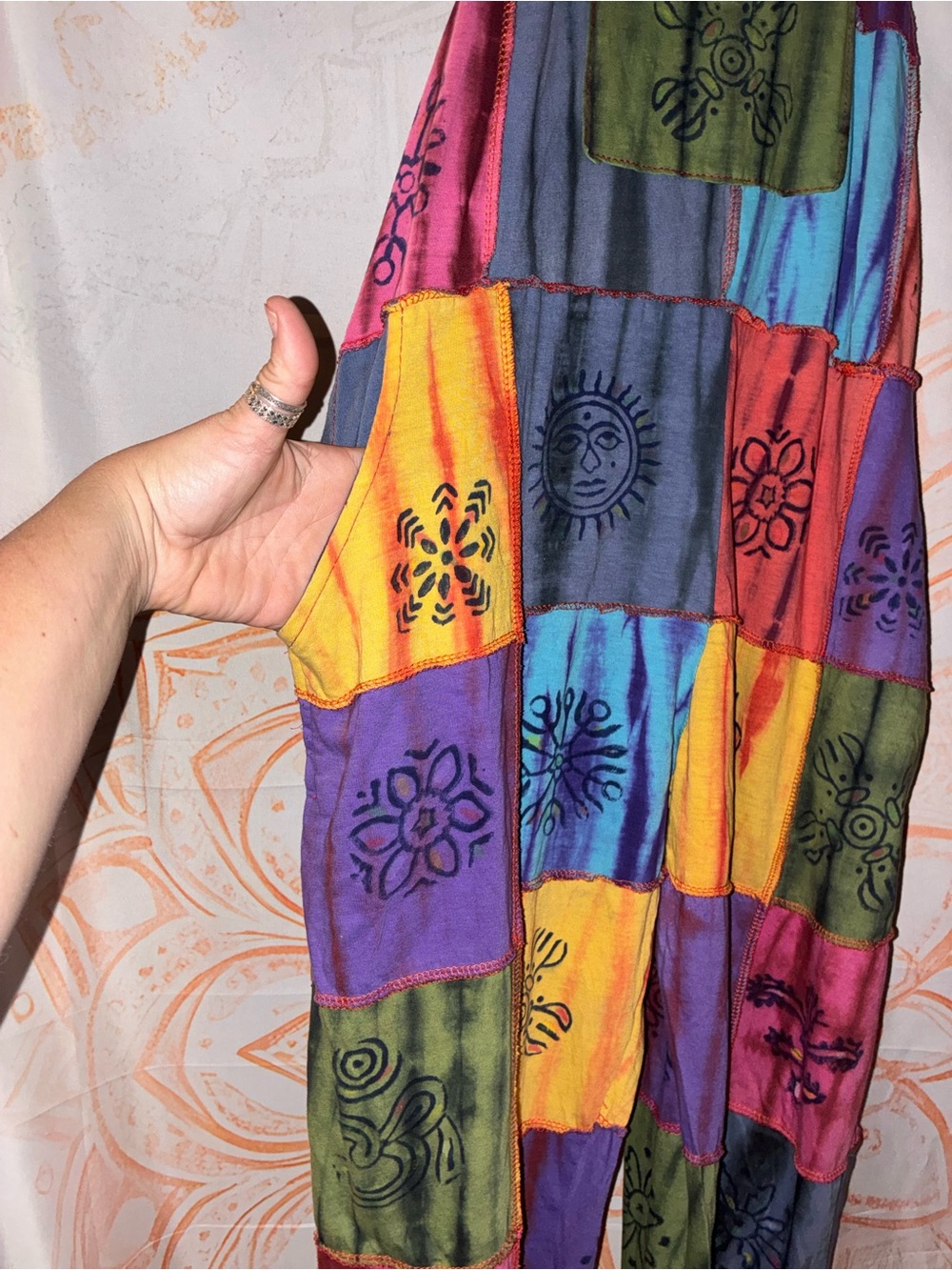 Rising International Multicolor Patchwork Overalls - Picture 10 of 13